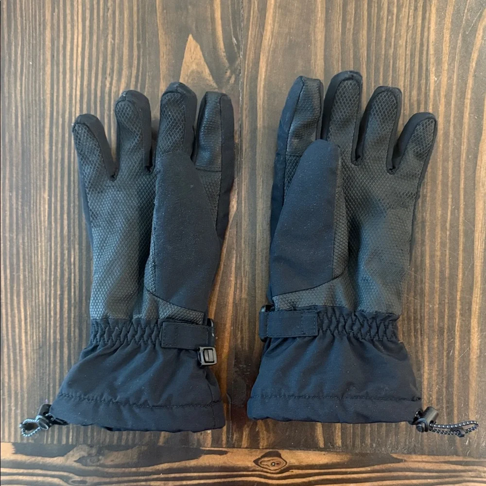 Kids Lands End Medium Black Winter Gloves Waterproof Snow